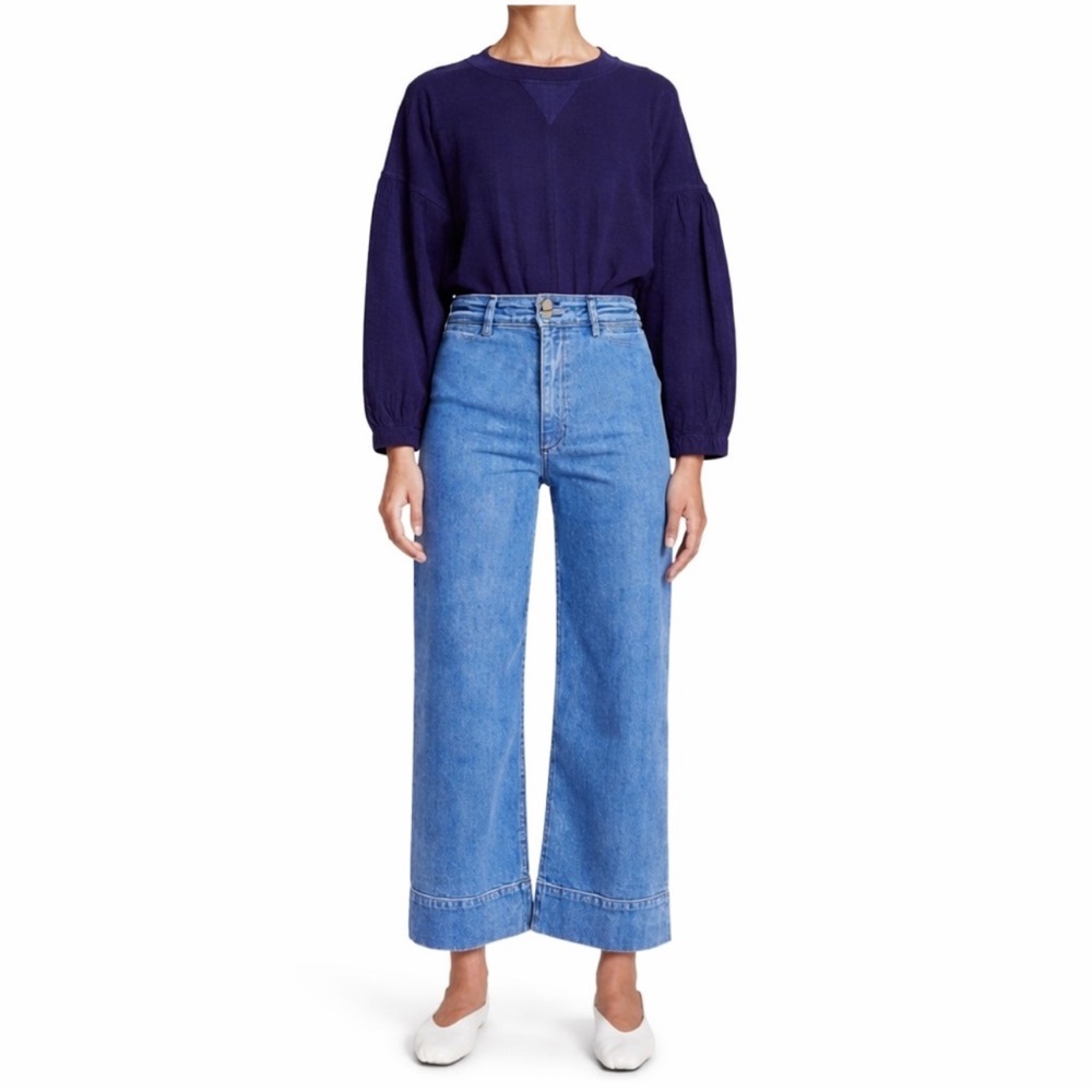 Apiece Apart Jeans Wide Leg Denim Merida 0196 cropped ankle women blue